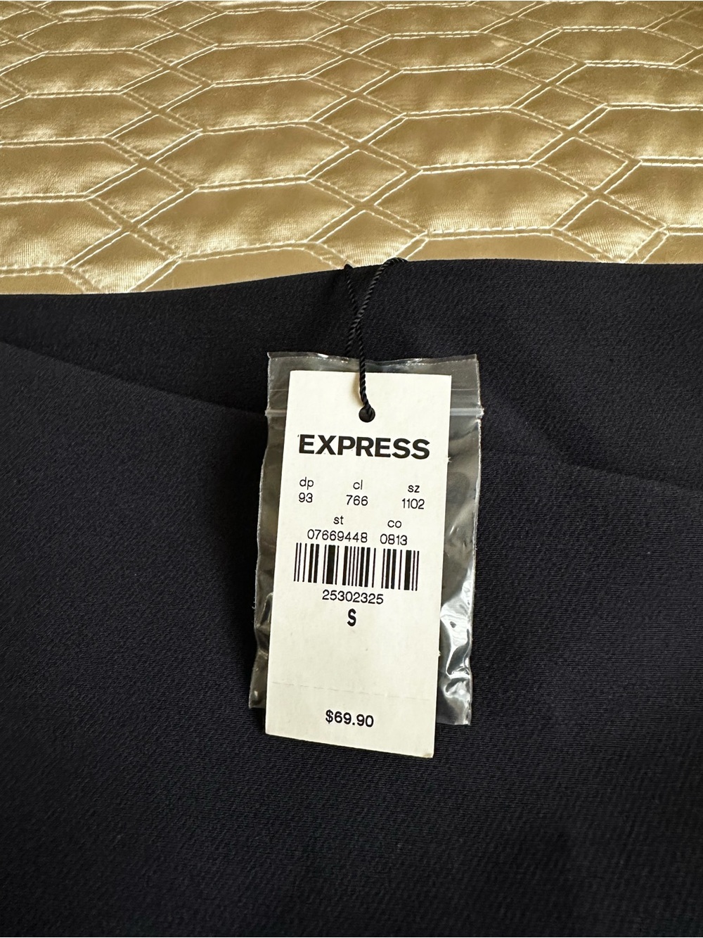 Express Navy Pencil Skirt with Button Detail - Picture 2 of 3